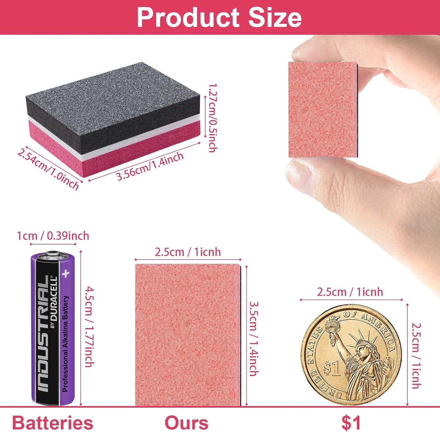 CGBE Buffer Block Nail File 180/100 Grit Nail Buffers Sponge Nail Polish Sanding Buffer Strips Nail File Blocks Manicure Tools 50PCS (Red-Black)