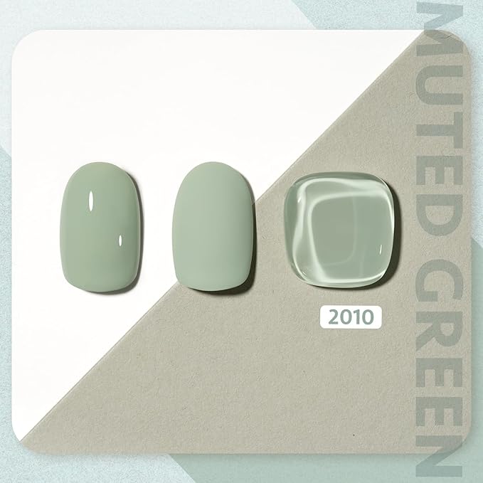 GAOY Green Gel Nail Polish, 16ml Soak Off Gel Polish, UV Light Cure for Nail Art DIY Manicure at Home, 2010 Muted Green