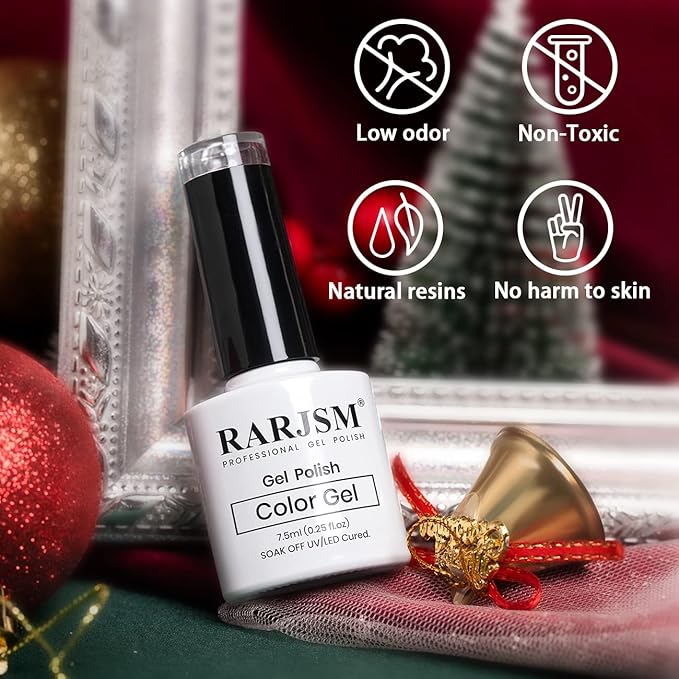 RARJSM Diamond Glitter Gel Polish,Dark Red Gel Nail Polish,Chunky Glitter GelPolish Soak Off U V L E D Nail Art Starter Manicure Salon DIY at Home 7.5ML Curing Require