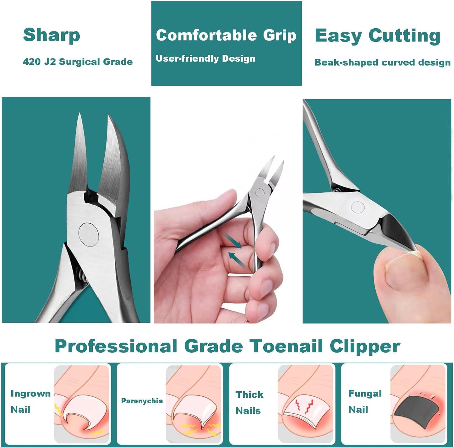 Pedicure Tools for Feet,Ingrown Toenail Treatment,Ingrown Toenail Removal Kit,Pedicure Set,Toenail Grooming Kit,Top Notch Foot Blade, Super Sharp Toenail Clippers (8 Pack)