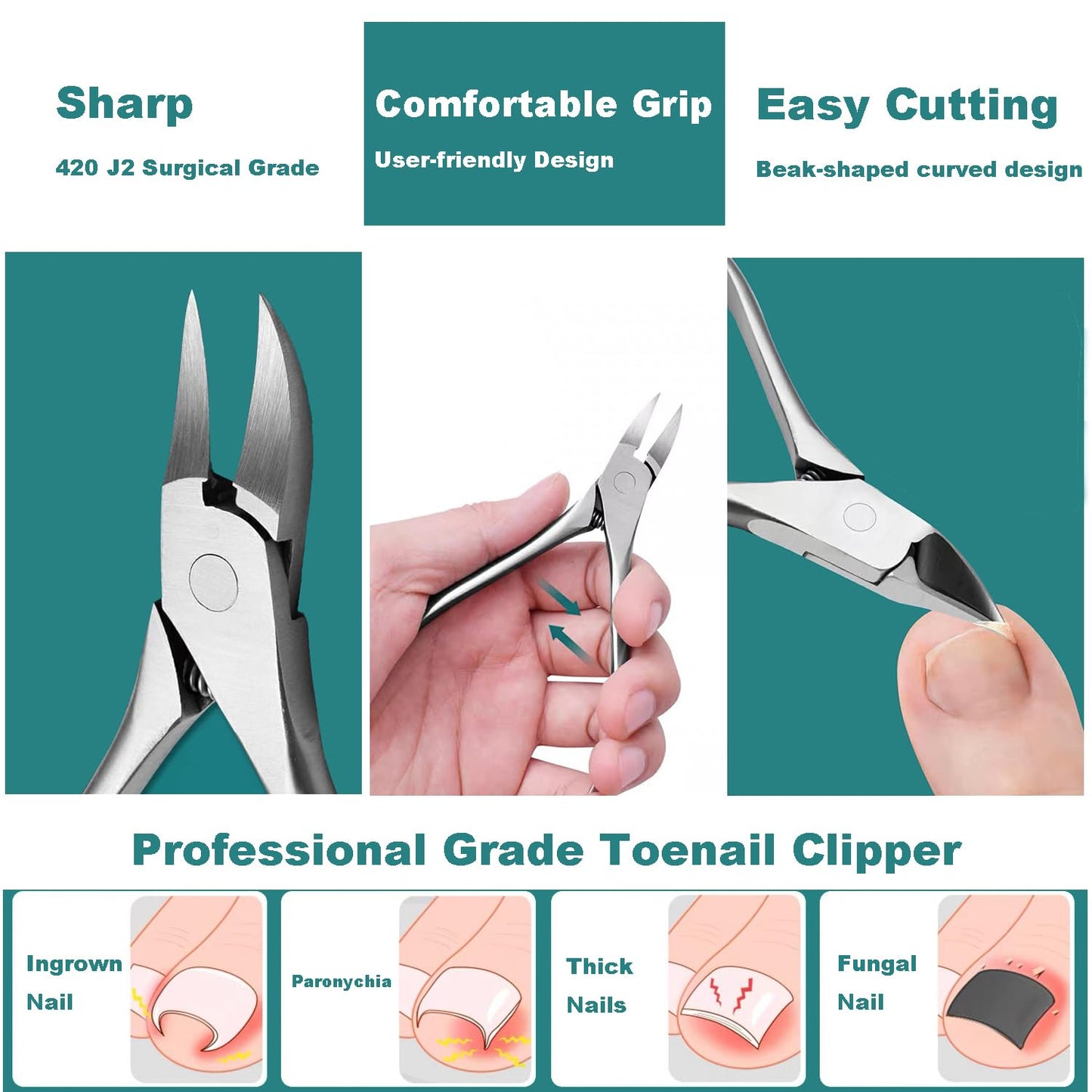 Ingrown Toenail Removal Kit, Pedicure Tools Kit Professional Knife Set Stainless Steel Ingrown Toenail Tool Foot Care Tools Nail Cuticle Remover (5 Pcs Set)