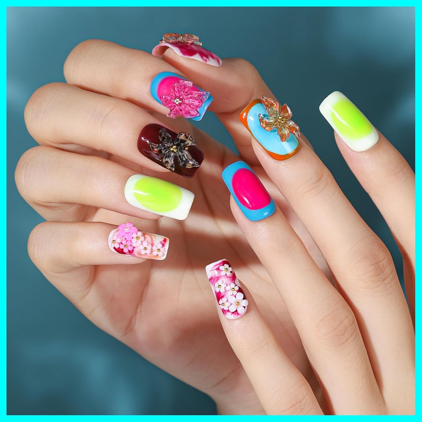 Teenitor Nail Charms and Gems Nail Art Tools, 3 Box 3D Flower Nail Charms for Nails Design Tools, Nail Pearls Nails Supplies, Butterfly Bow Nail Charms Nail Decor 3D Nail Art Kit