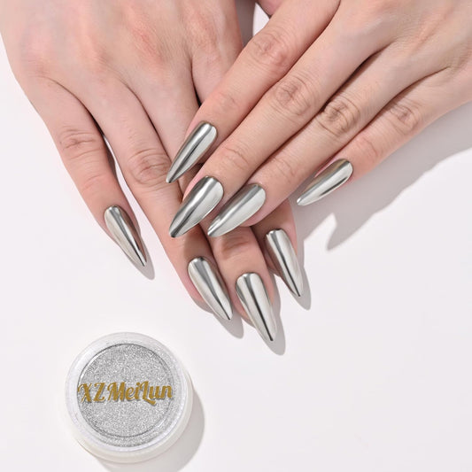 Silver Yellow Magic Mirror Chrome Nail Powder, Big-Capacity 1.5g Metallic Dust Holographic Effect Powder Pigment Glitter Manicure Kit, Nail Art, Can mixed With Builder Gel Nail Polish For Use