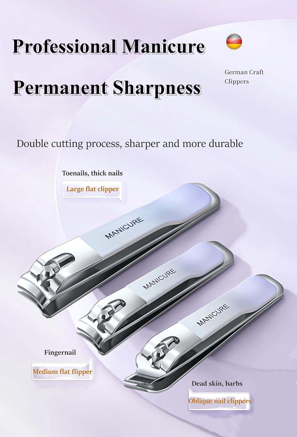 4 Pcs Manicure Set Stainless Steel Nail Clippers, Beauty Tool Portable Set Professional Grooming Kits, Travel Nail Kit for Men and Women (Gradient Pink)