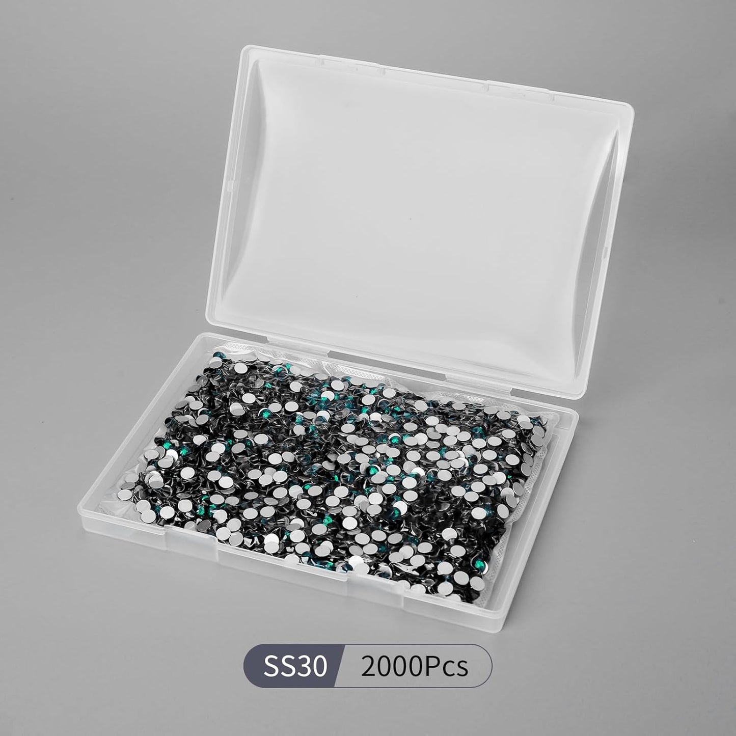 2000PCS Emerald Rhinestones Bulk, Flat Back Crystal Glass Stone Round Gems,SS30, 6.4-6.6mm