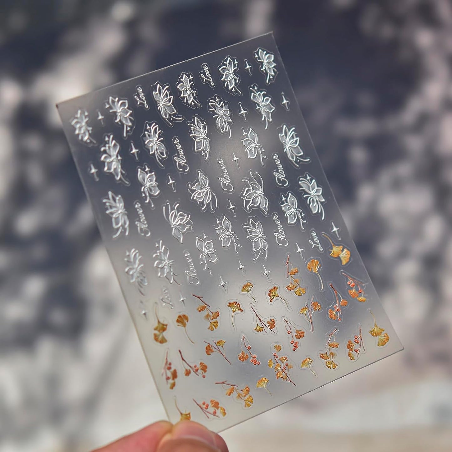 Fall Nail Stickers 5D Embossed Self-Adhesive for Nail Art, 2 Sheets 5 Designs with Vintage Roses, Autumn Maple Leaves, White Hibiscus Flowers, Fall Nail Decals Supplies for Women