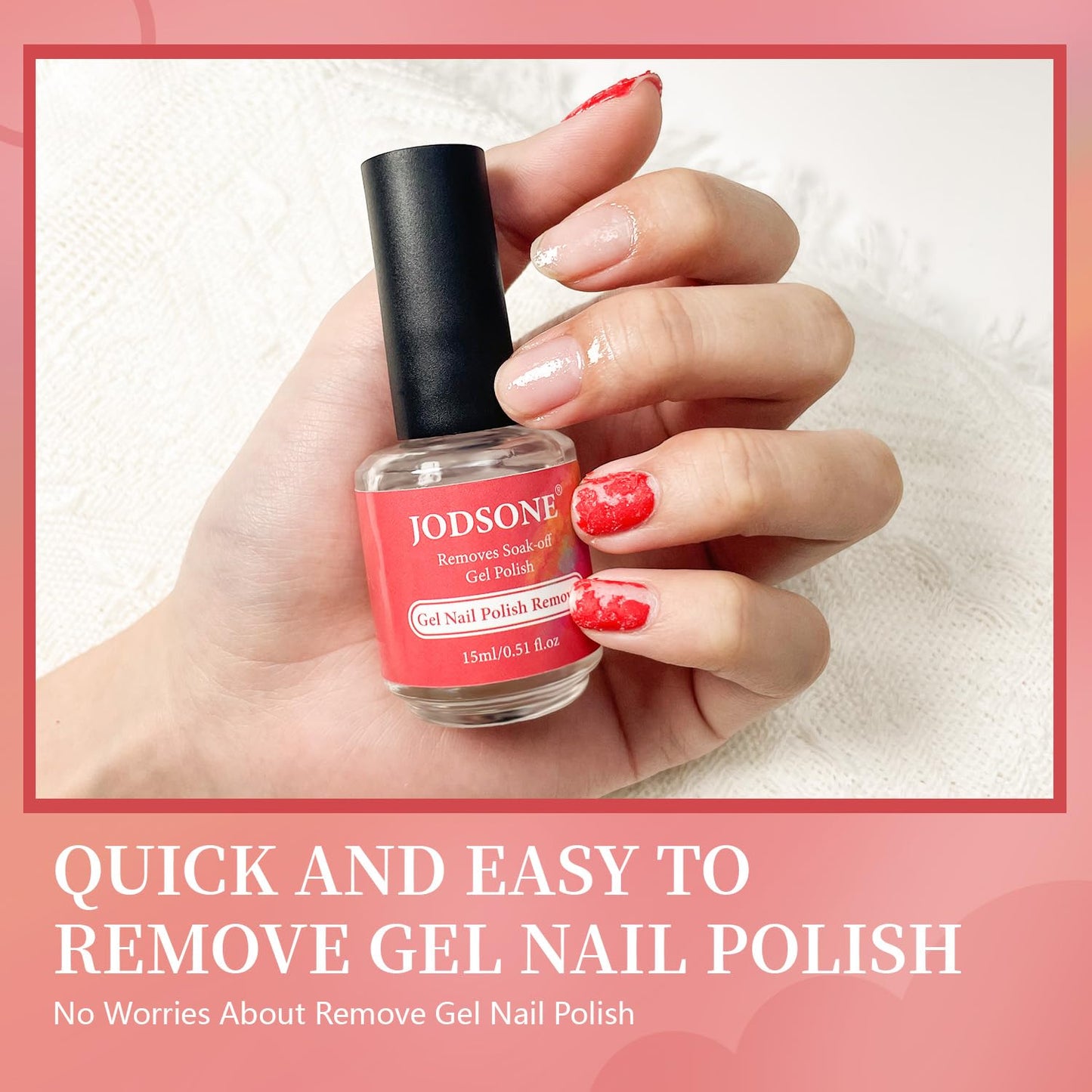 JODSONE 15ml Gel Nail Remover No Need Soaking or Wrapping for Quick And Easy Removal At Home with Cuticle Pusher and Nail File