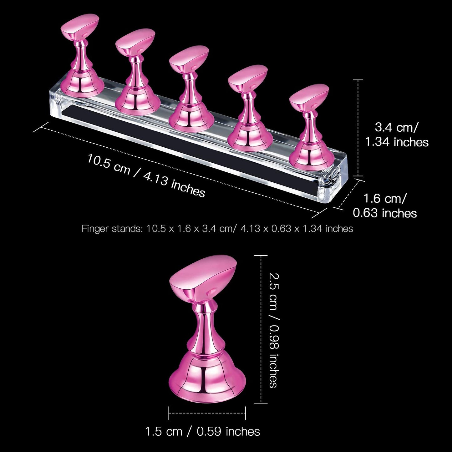 6 Sets Magnetic Nail Tip Display Holder Acrylic Display Stand Nail Tip Practice Art Training Stand for DIY Manicure Fingernail Salon(Light Pink)