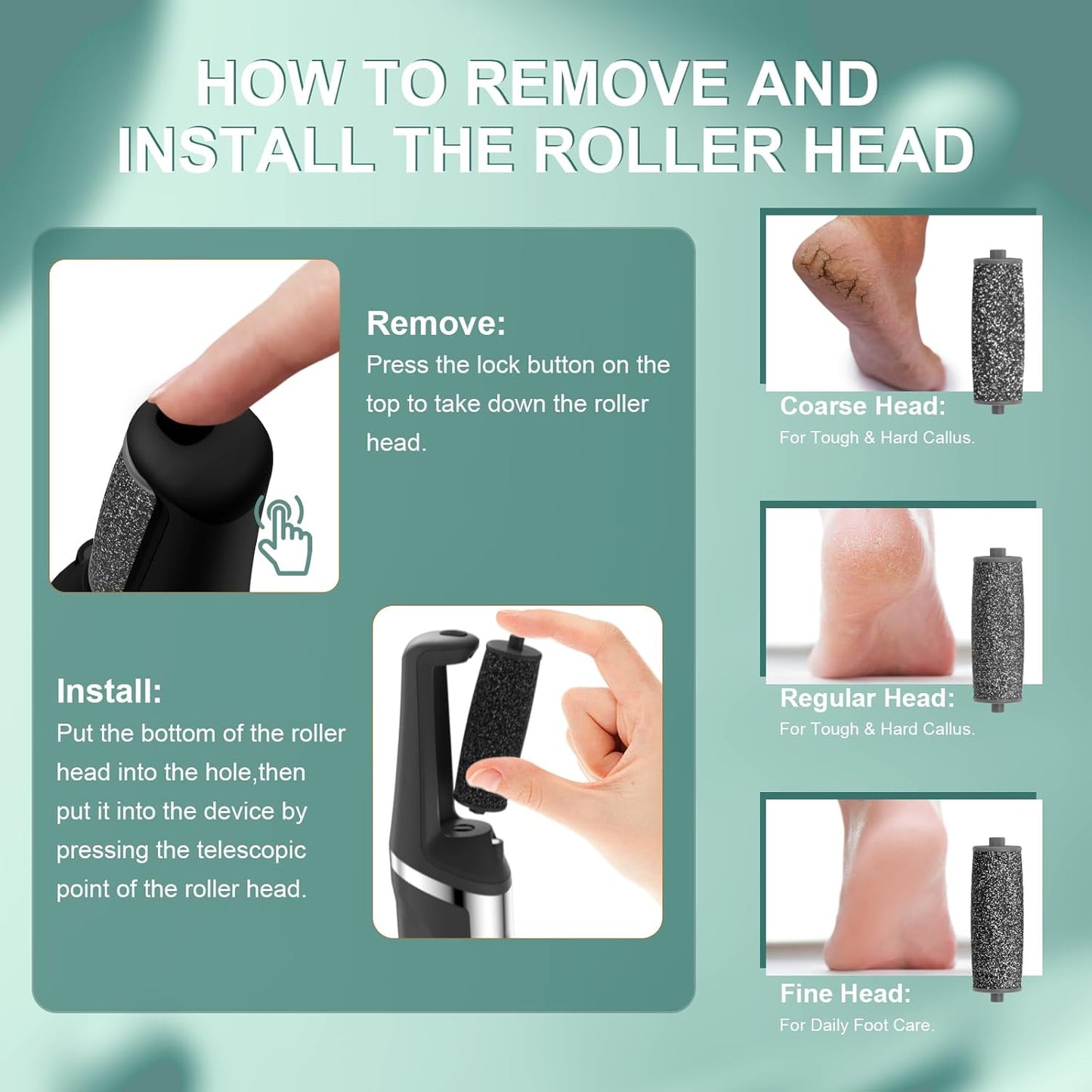 Electric Foot Callus Remover,Smooth Pedicure Wand Rechargeable Electric Foot File,Professional Pedicure Tools for Dry, Dead, Cracked, Hard Skin, at Home Feet Spa Care Kit for Men & Women
