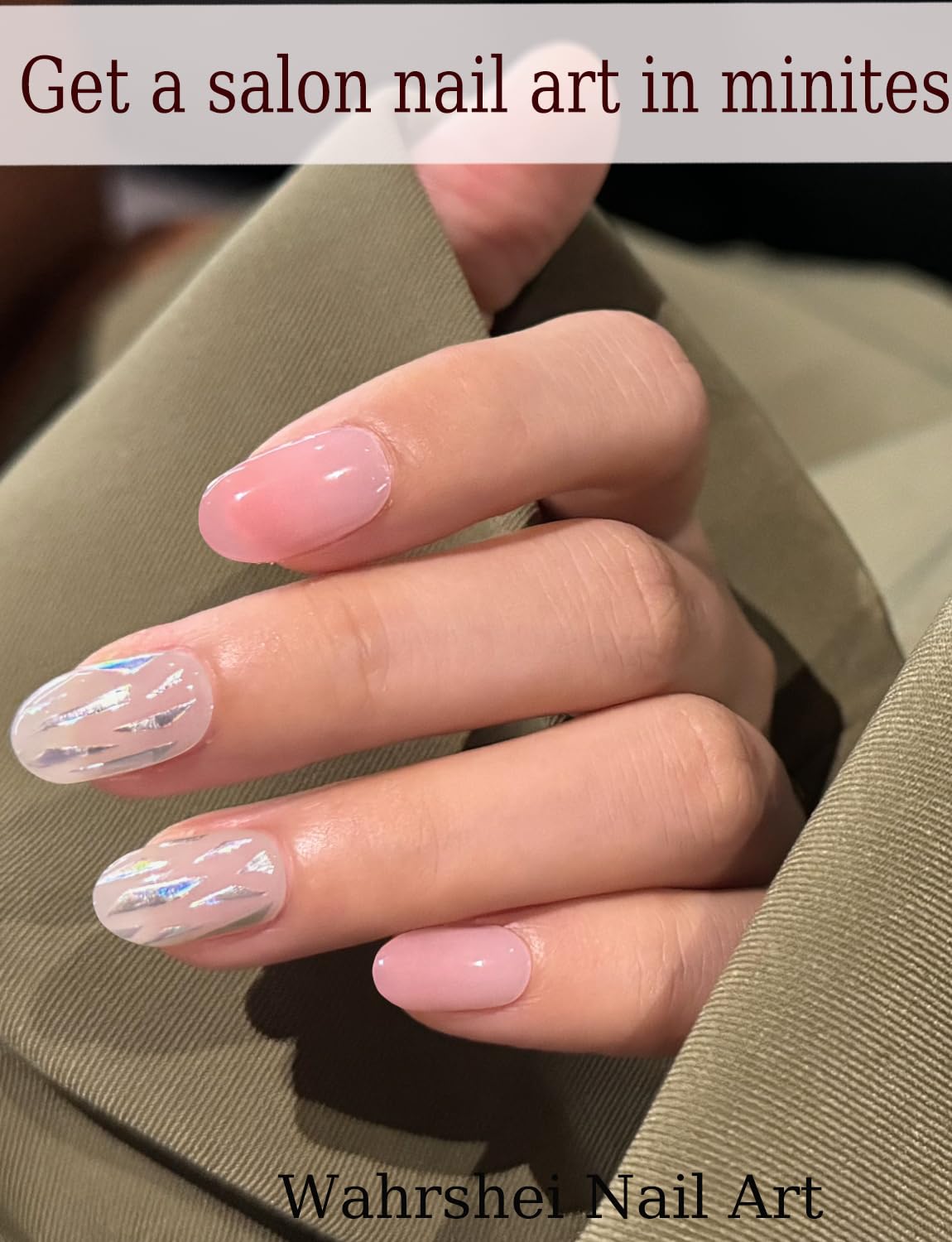Gel Nail Strips No UV, Laser Sequins, UV Free, Long Lasting Gel Stickers - Contains 22 Wraps, 1 Prep Pad, 1 File