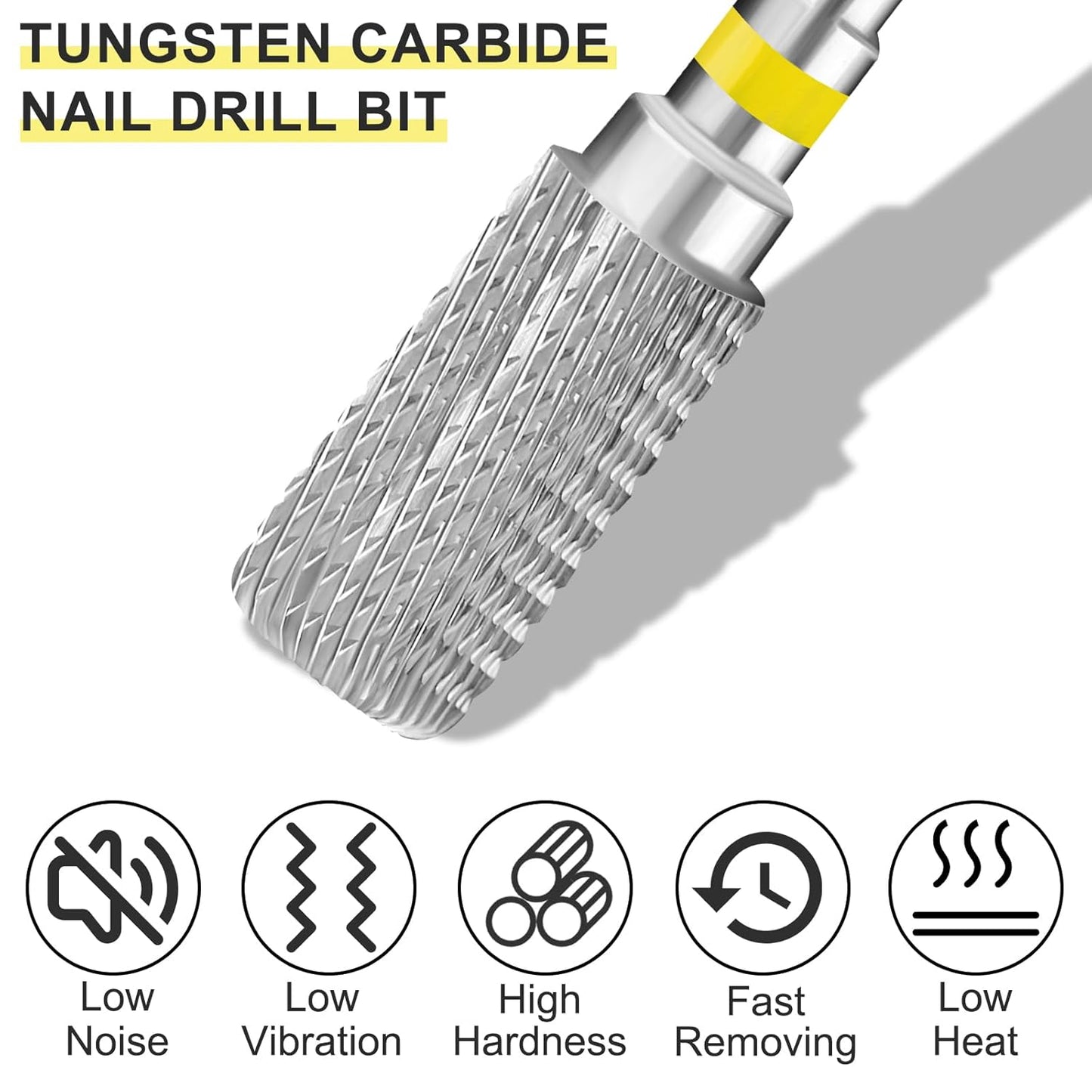 Tungsten Carbide Acrylic Nail Drill Bit Flat Top Cylinder Efile Electric File Machine Head Tip for Manicure Polishing Art Remove Gel Polygel 3/32" 2 Way Professional Tech (Extra Fine Grit)