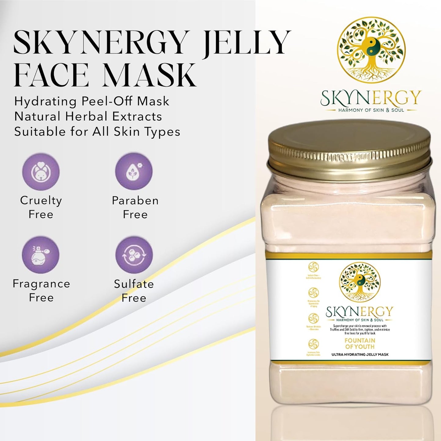 Fountain of Youth Jelly Mask -Professional Grade HydroGlo Peel Off Face Mask for Skin Hydration, Radiance, Reduced Wrinkles, Fine Lines, Inflammation, and Pigmentation | 30 fl oz