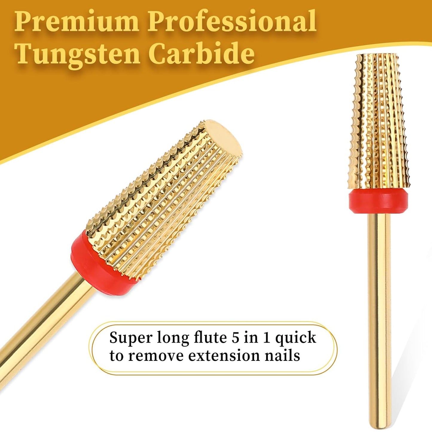 5 in 1 Nail Drill Bits Carbide Tungsten Nail Bits Two Way Rotate Professional Advanced Safety Bits Electric File Tool Drills Fast Remove for Manicure Pedicure Cuticle Acrylic Hard Gel Nails Polishing
