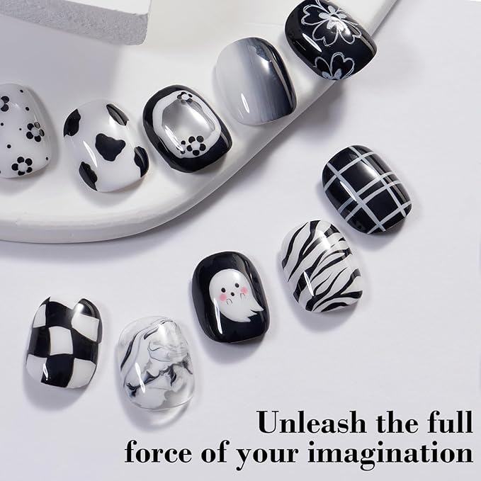 HEMA-Free Gel Polish Kit - 2Pcs 18 ML White & Black Gel Nail Polish Set for French Tip Nail Art Salon DIY Manicure at Home, Soak Off U V Light Cure
