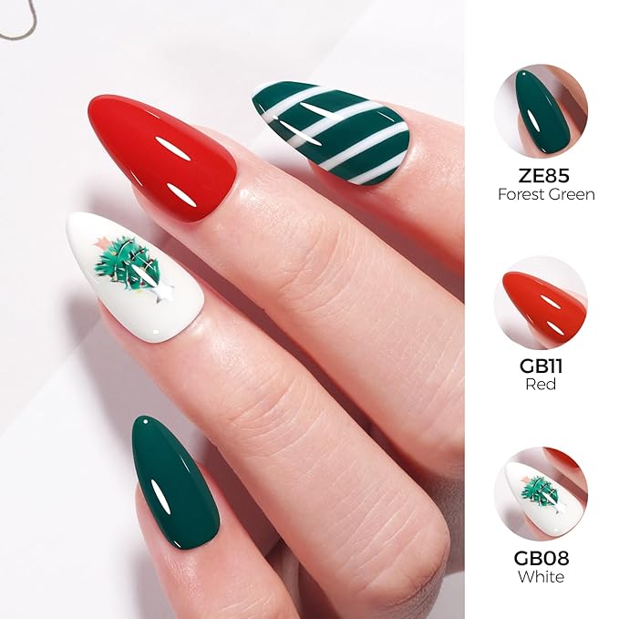 TOMICCA Red Gel Polish - Soak Off UV Nail Polish Quick Dry, Long Lasting Manicure Salon DIY Nails Polish Gel Colors