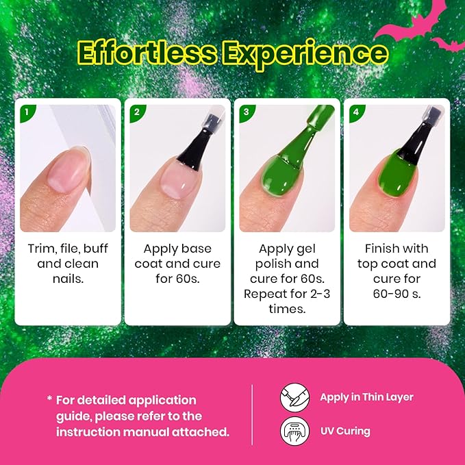 Beetles Halloween Gel Nail Polish Set – Wicked Mystic 8 Colors Gel Polish Kit, Gold Silver Black Green Blue Cat Eye Purple Red Glitter with Nail Art Accessories UV LED Soak Off Manicure Gift for Women