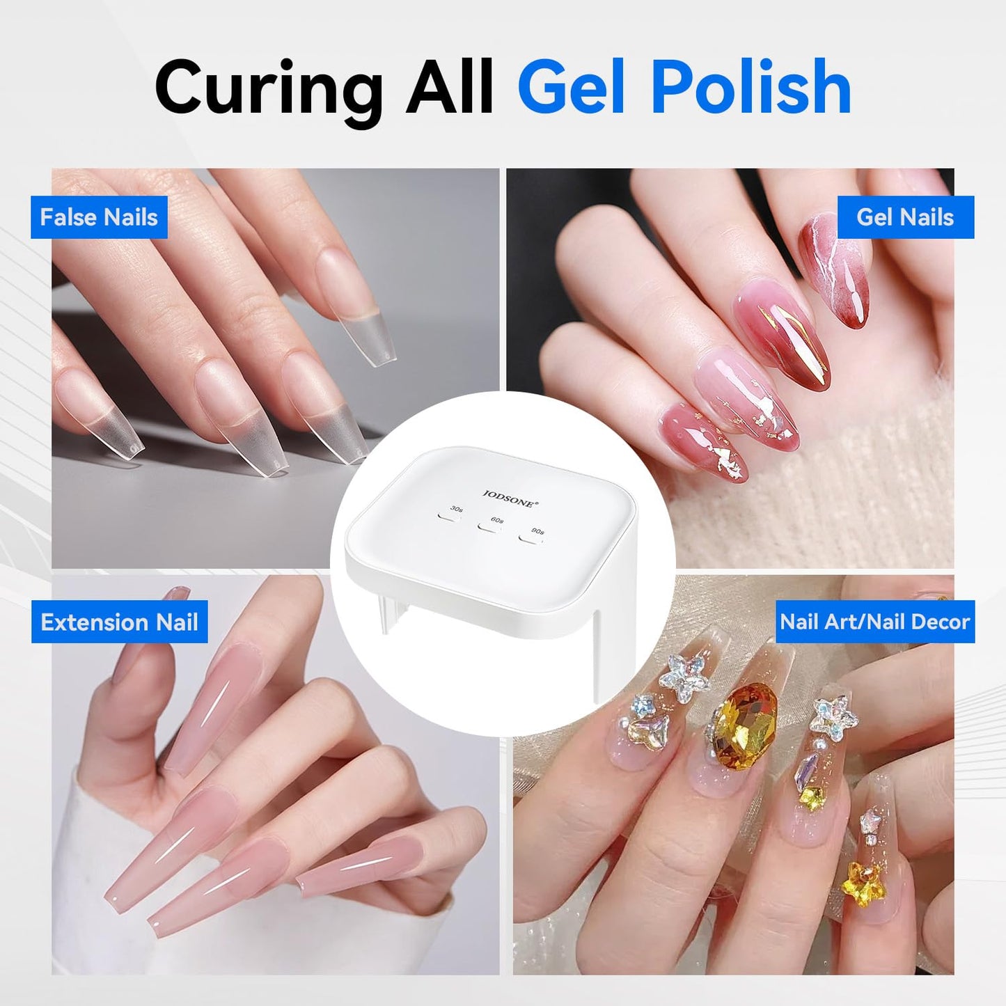 JODSONE U V LED Professional Nail Art Lamp Large Space for Foot Nail, Sensor 3 Timing Modes for DIY at Home, White