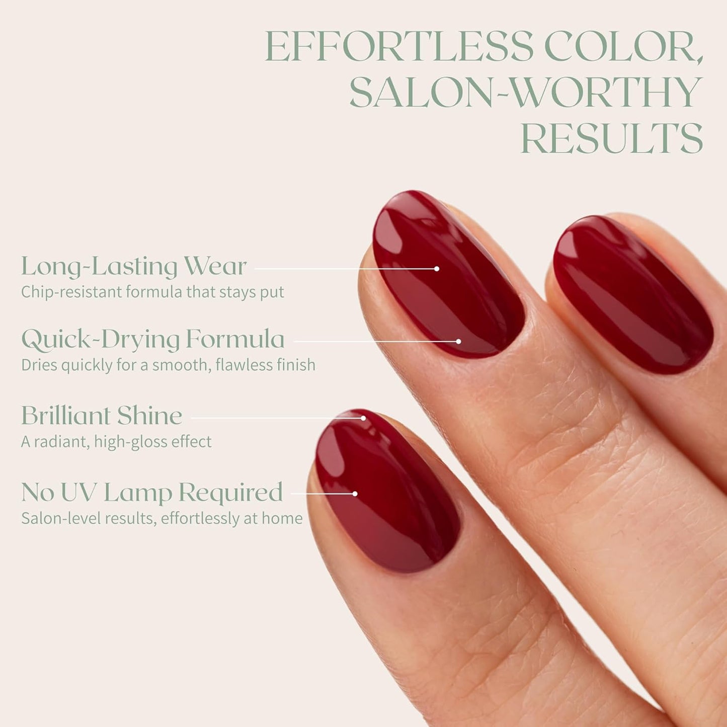 Breathable Premium Long Lasting Nail Polish (Ruby Red) - Vegan & Toxin-Free