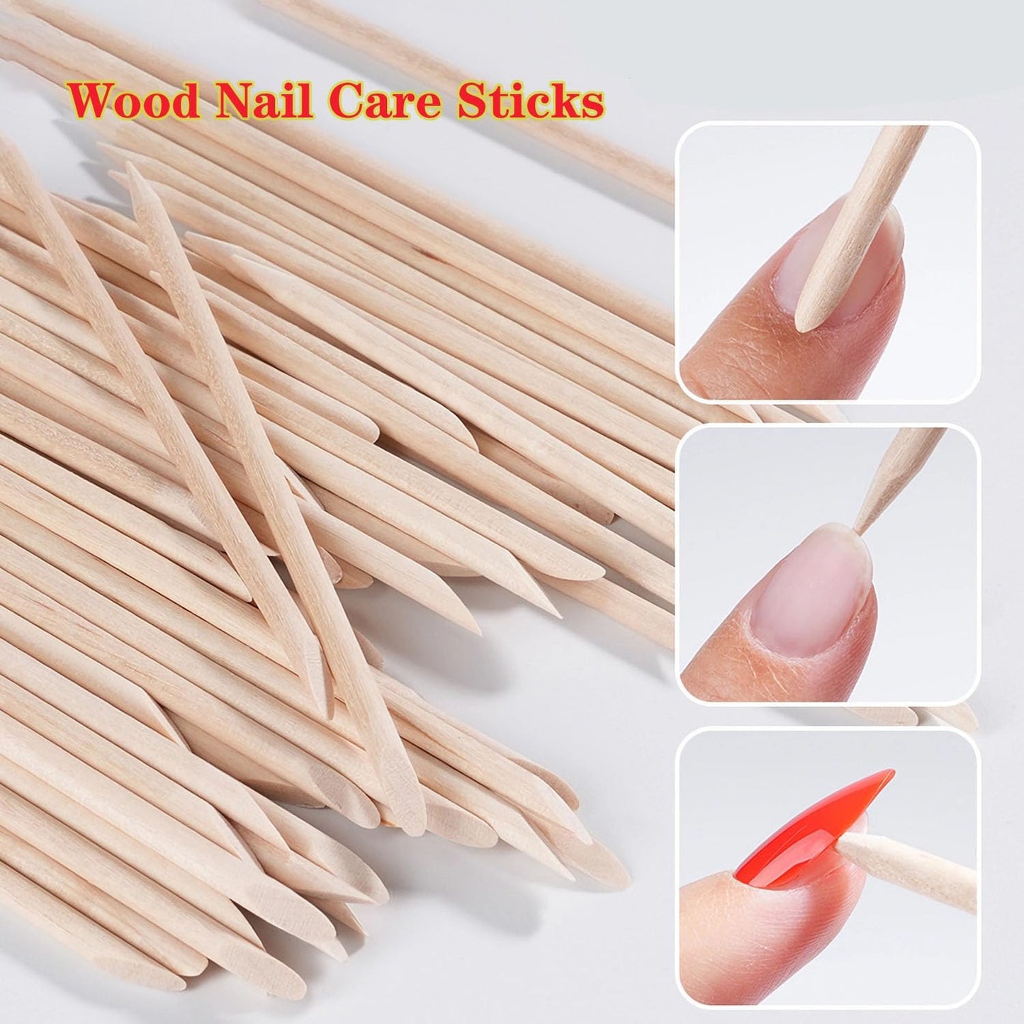 200PCS Nail Files Kit- 100PCS Mini Nail Files Double Sided Nail Buffer, 100PCS Orange Wood Nail Care Sticks, Cuticle Manicure and Pedicure Stick for Fingernail, Cleaning Cuticle Stick