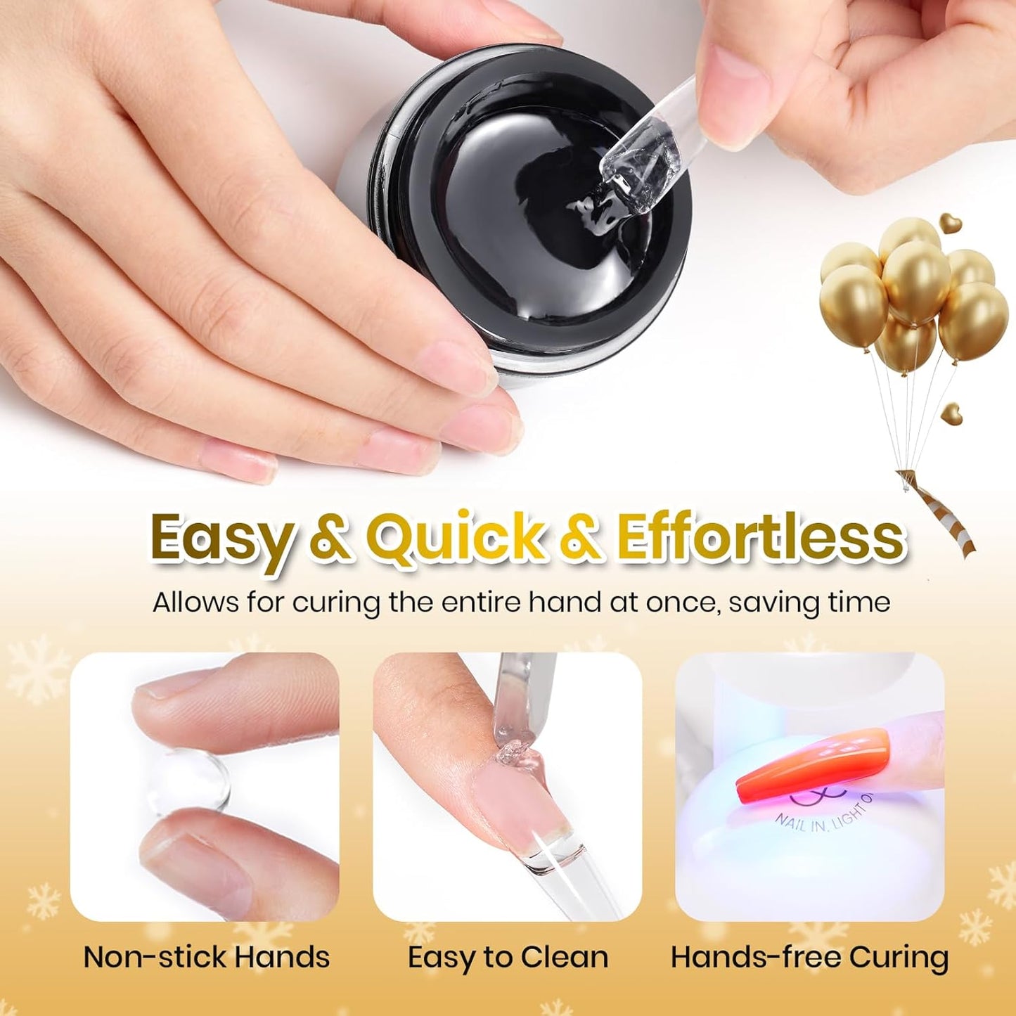 Beetles Solid Nail Glue Gel for False Tips, 15g Strong Adhesion for Press on Acrylic Tips, Clear Hard Gel 3D Sculpting for Christmas Nail Art UV Light Cured