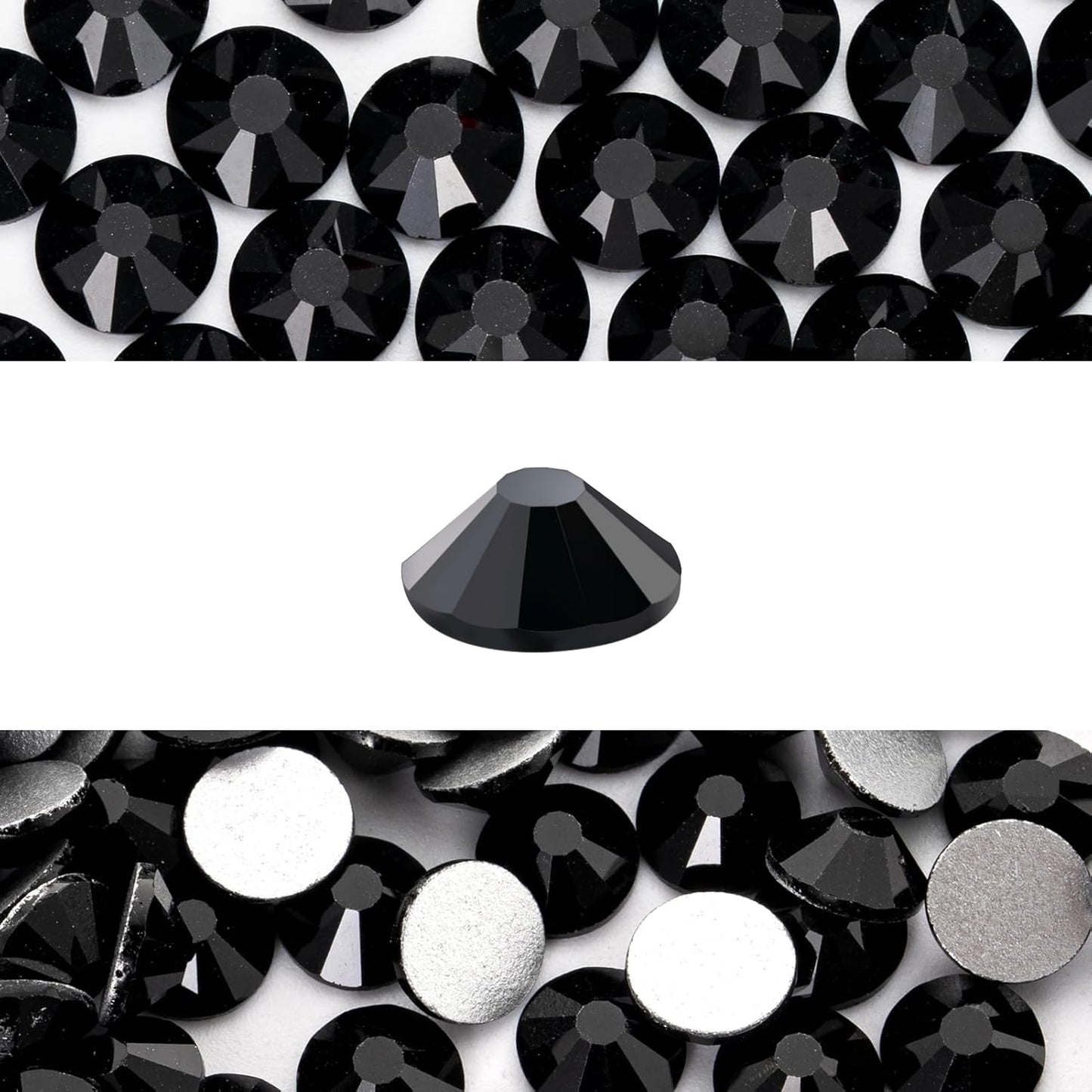 Novani 3000 Pieces Flatback Rhinestones Glass Round Gems Black Crystals for Nail Art DIY Crafts Clothes Shoes,SS6,1.9-2.0mm