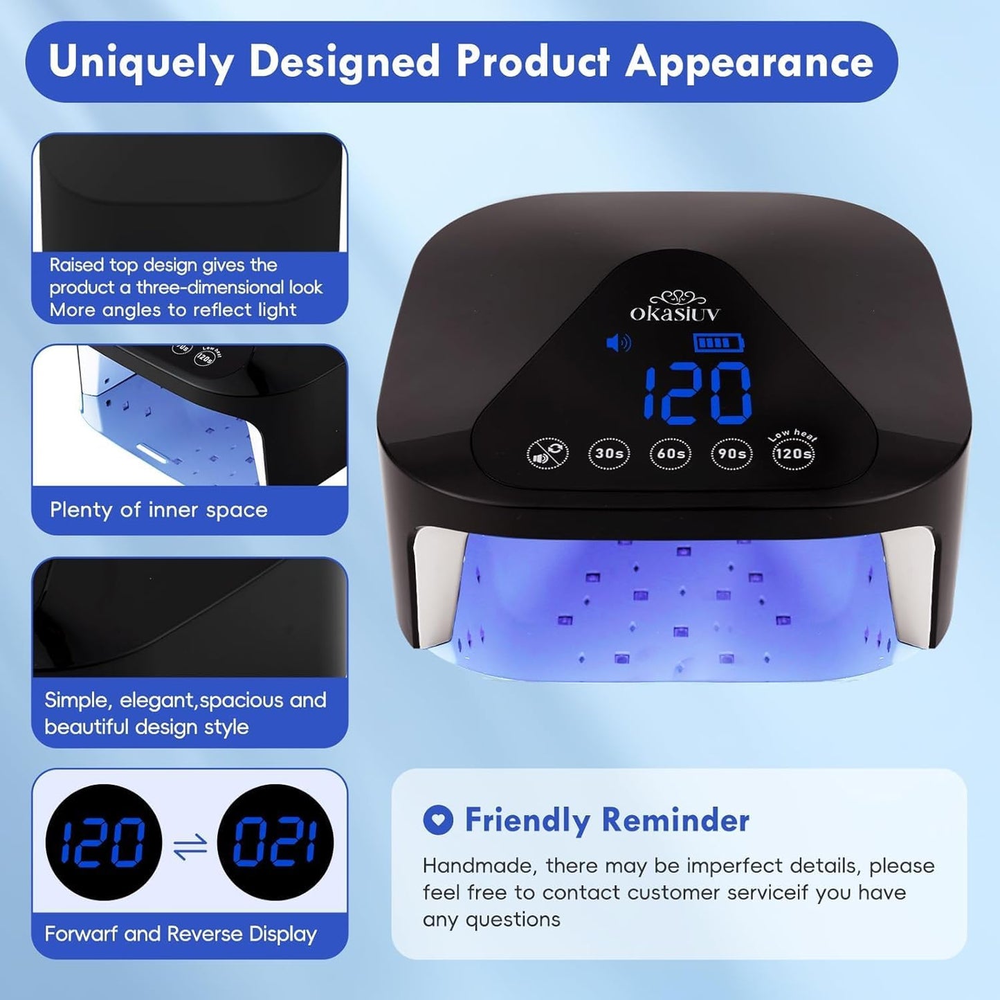 UV LED Nail Lamp with UV Gloves,Magnetic Metal Mirror Base Cordless Nail Dryer, Gel Polish Curing Light with 4 Timers,Touch Control Display,Auto Sensor for Professional Salon & Home