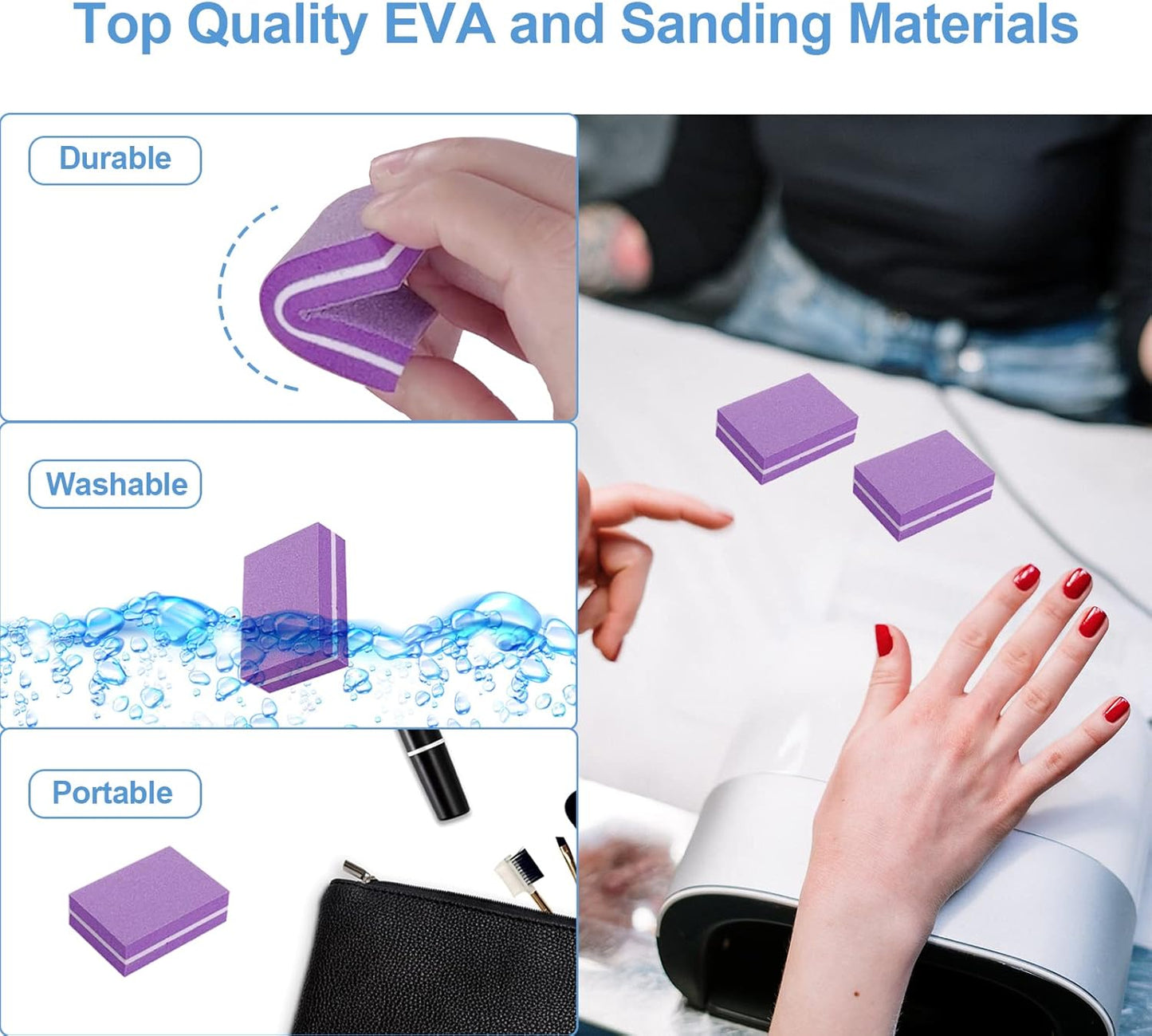 Nail Buffers (50 Pack), Mini Buffer Block Nail File for Acrylic Nails and Natural Nails, 100/180 Grit Nail Buffer Block Bulk Buffing Blocks for Nail Buff Professional Manicure File Blocks Set Purple