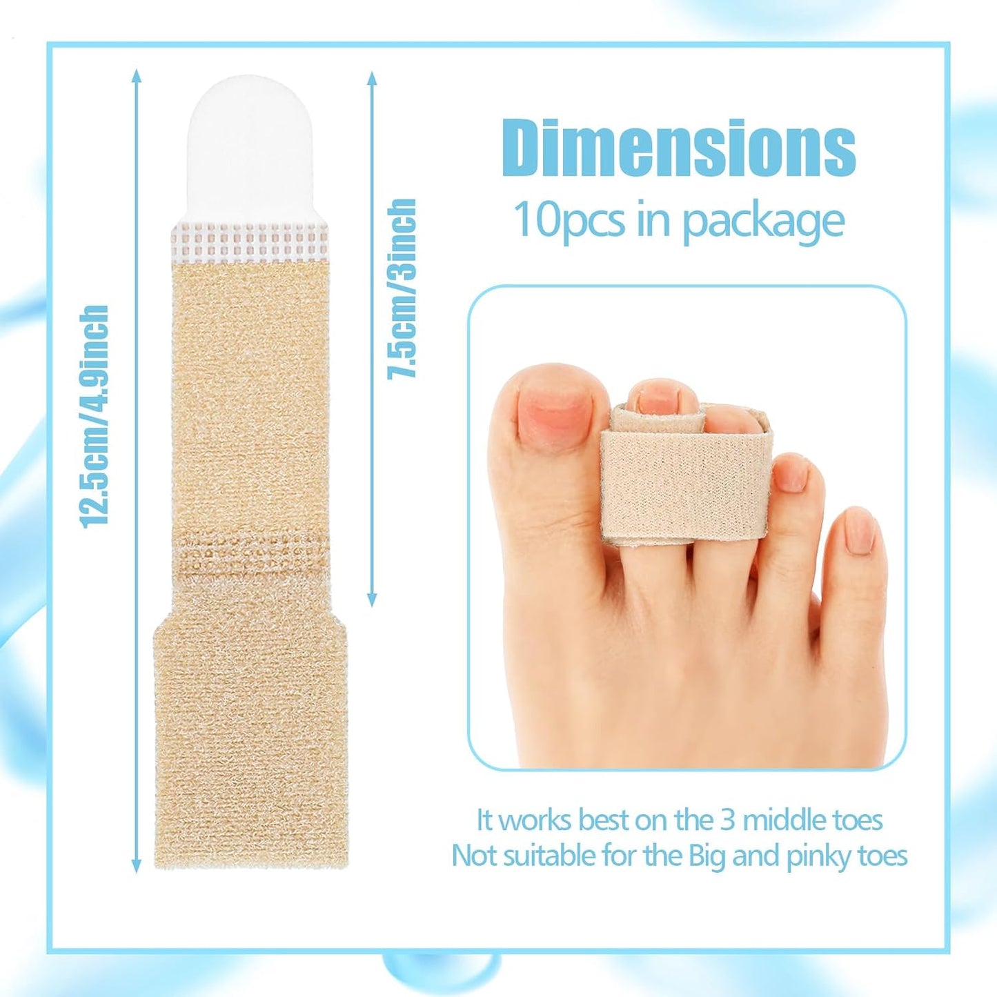 10 Pcs Hammer Toe Corrector Reusable Fabric Buddy Toe Wraps Hammertoe Straightener Fabric Hammer Toe Wraps Toe Protection Splint for Men Women Crooked Toes Curled Toes Bent Toes