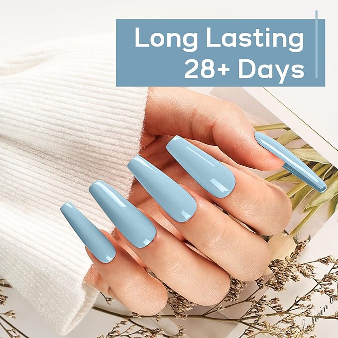 JODSONE Clear Blue Gel Nail Polish 10ml Light Blue LED Gel Polish Professional Finish Chip-Resistant Easy Application Need U V Lamp Curing