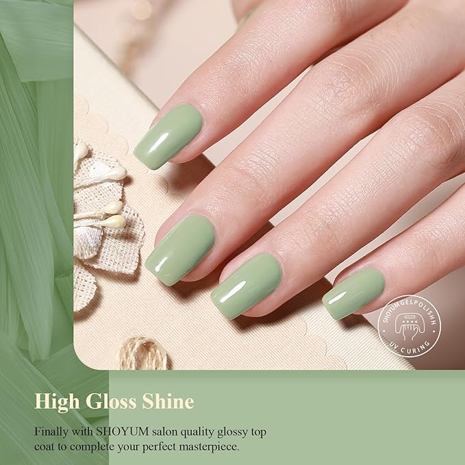 Eucalyptus Green/Sage Green Color Gel Nail Polish 15ml, Soak Off U V LED Nail Lamp Gel Polish Nail Art Manicure Salon DIY Home 0.51Oz Gift for Women
