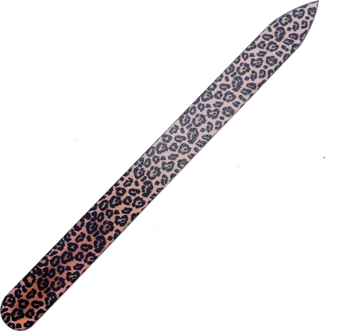 Pop Sonic Double-Sided Glass Nail File | Fingernail Files for Shaping & Smoothing Nails | High-Quality Tempered Glass | Strong, Wear-Resistant Filer w/Protective Carrying Case (Leopard)
