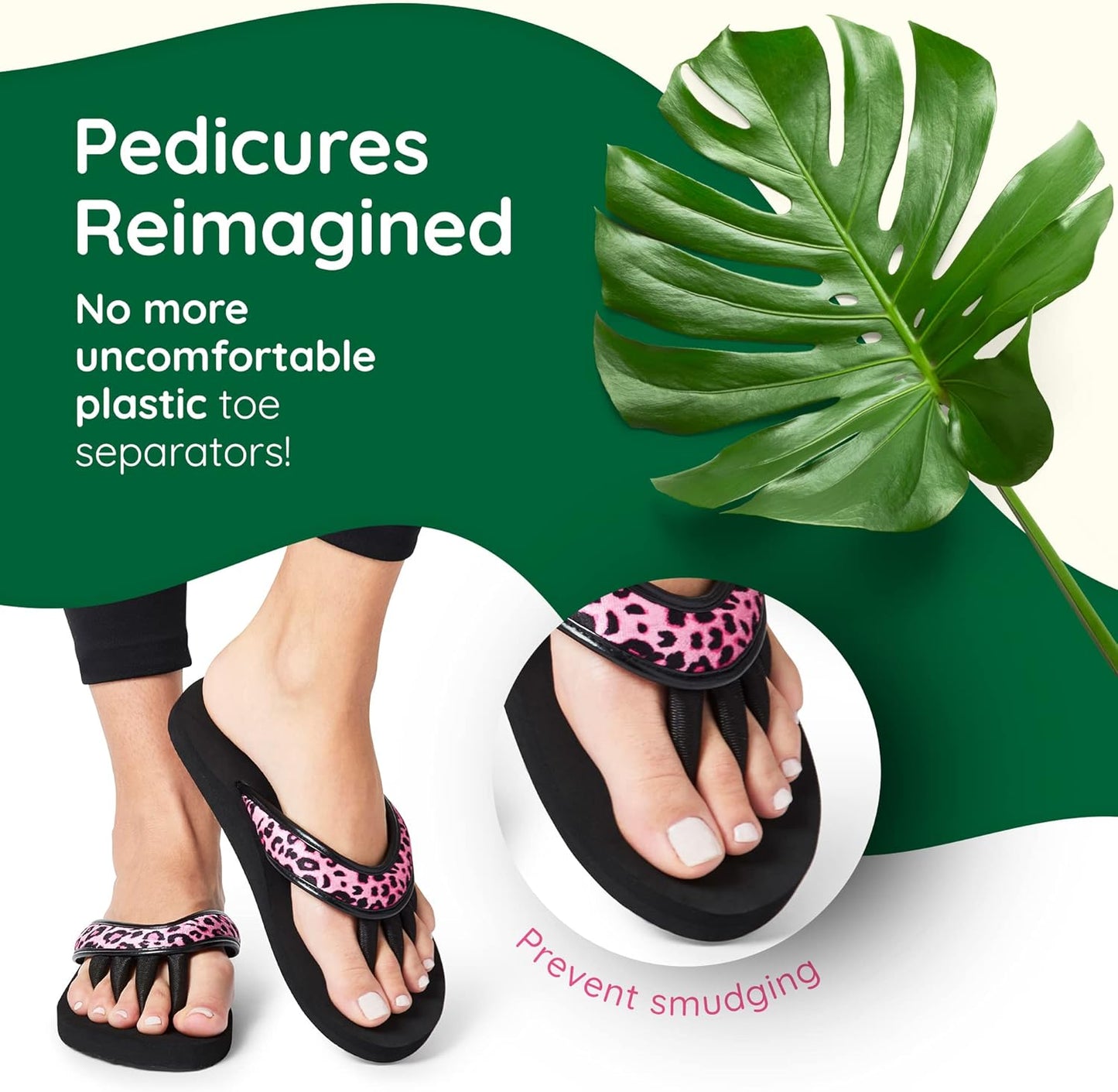 Pedi Couture Pedicure Sandals with Built In Toe Separators for Women - Comfortable Spa Style Flip Flops for Home, Salon, Yoga & Gym Use