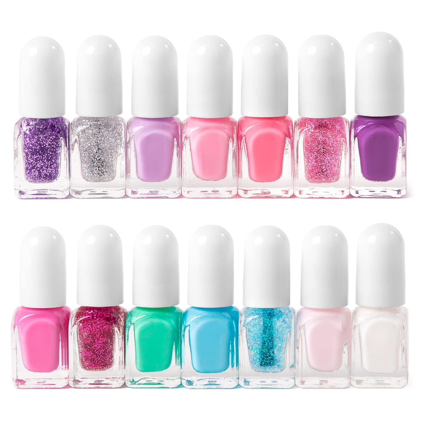 SIMPLE PLEASURES Unicorn Glitter Kids Nail Polish Set for Girls – 14 Water-Based Non -Toxic Nail Art Kit - Gift Set for Girls Ages 7-12