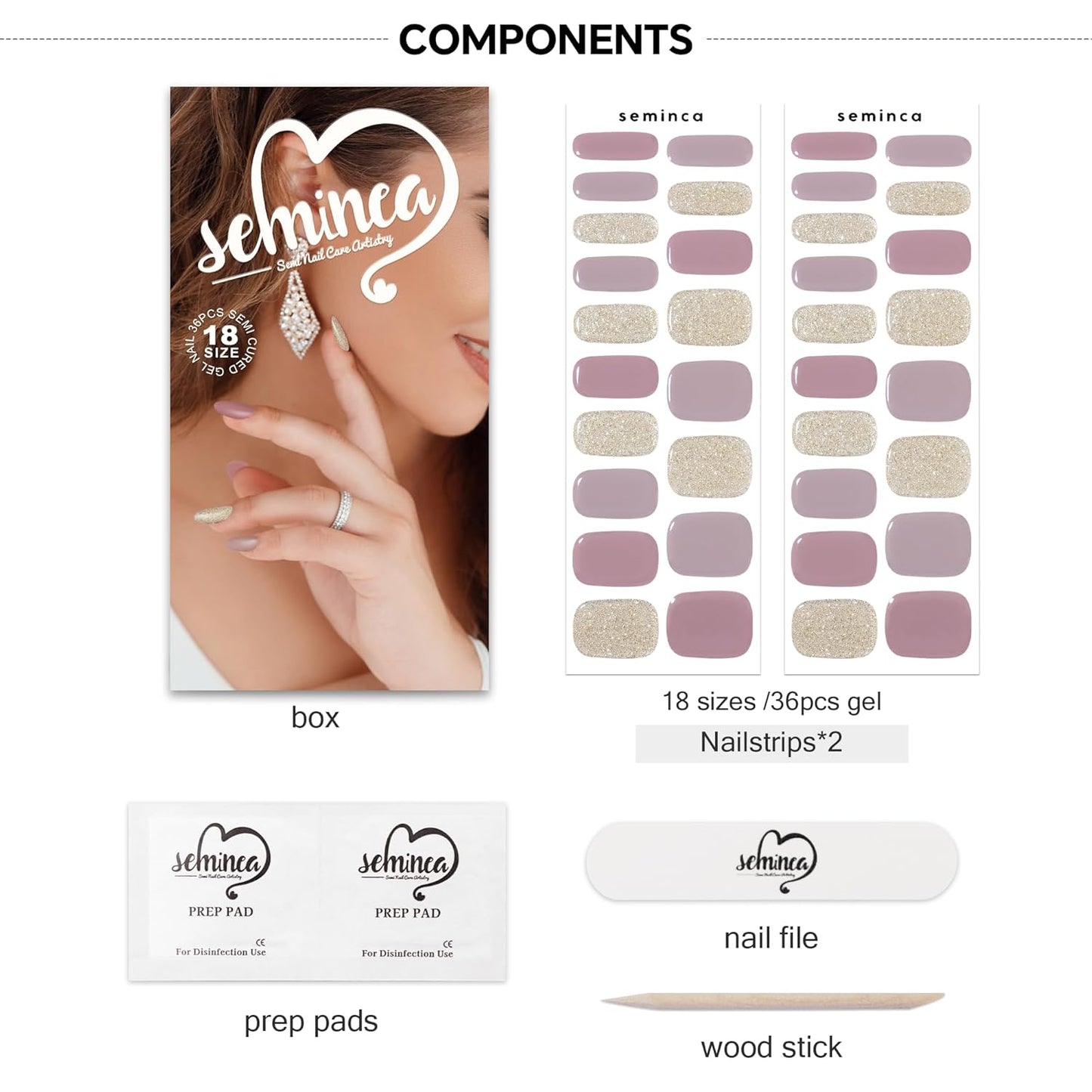 Semi Cured Gel Nail Strips-School Policy Semi-Gel Stickers, Muted Neutrals, Quiet Typing Low Profile, Chip Resistant Works with Any UV/LED Lamps(Champagne Gold)