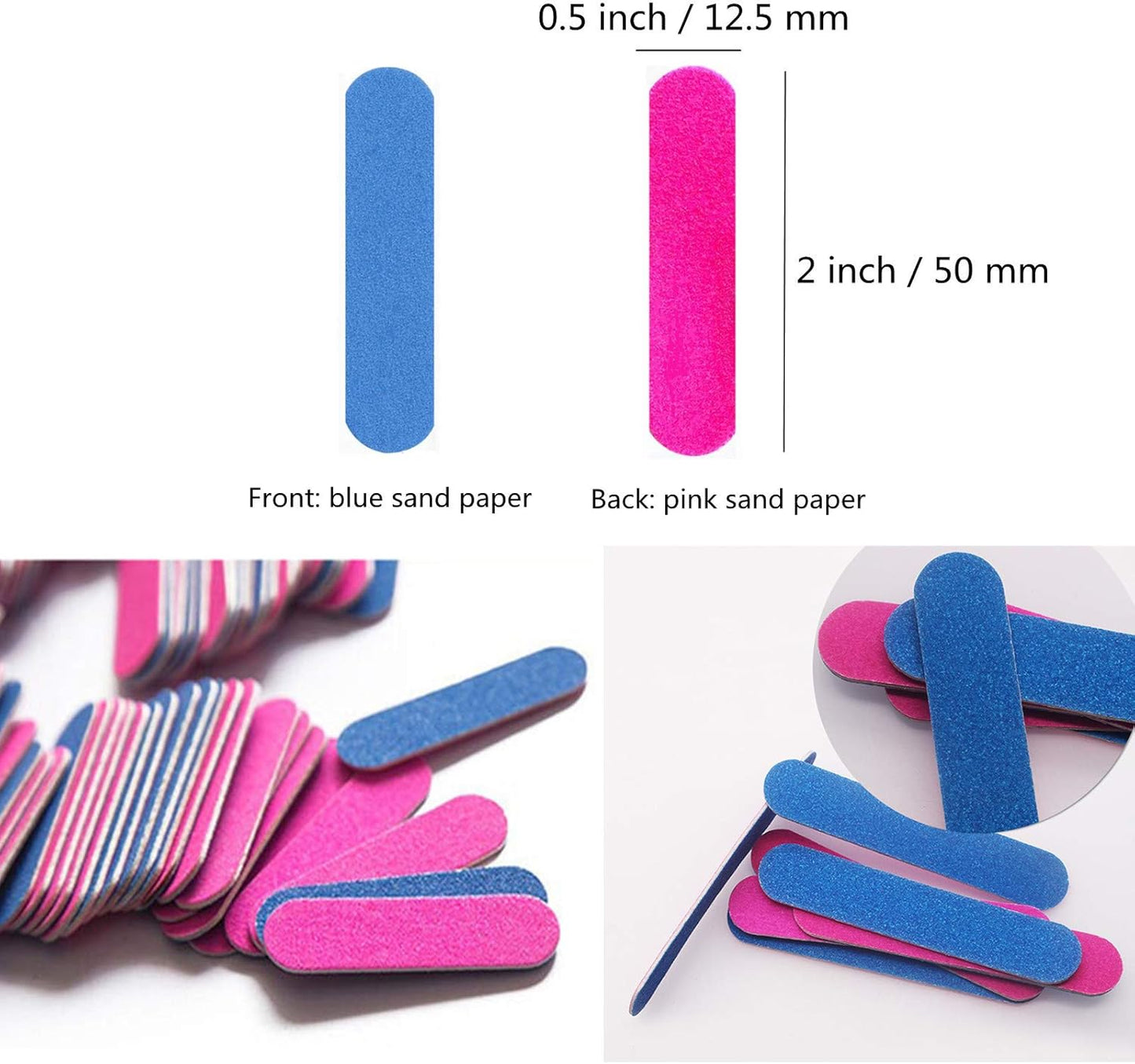 Mini Nail Files Bulk, 100 Pack 2 Inches Disposable Double Sided Emery Boards Manicure Pedicure Tools(1002)