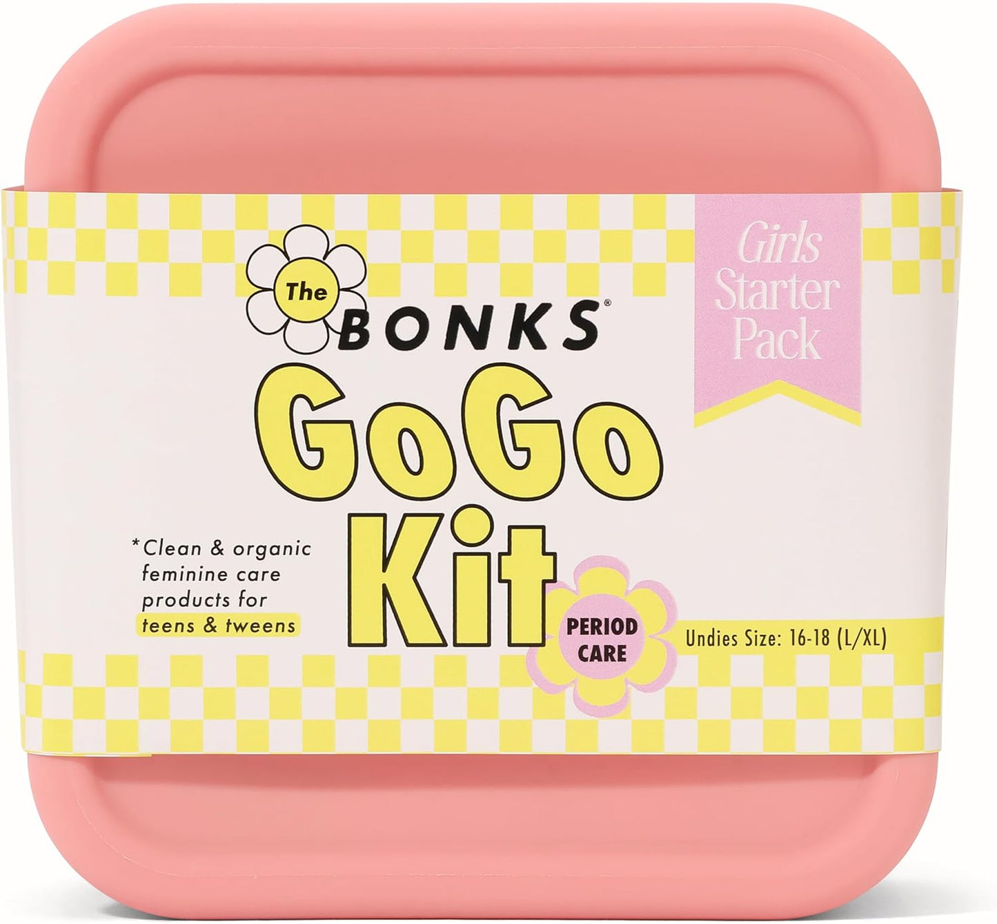 BONKS GoGo Kit - Emergency Teen Period Kit - Portable Menstrual Pouch for Women - Essential Women's Travel Kit - Includes Pads, Tampons, Underwear & More - Female Hygiene Care - L/XL (16-18)