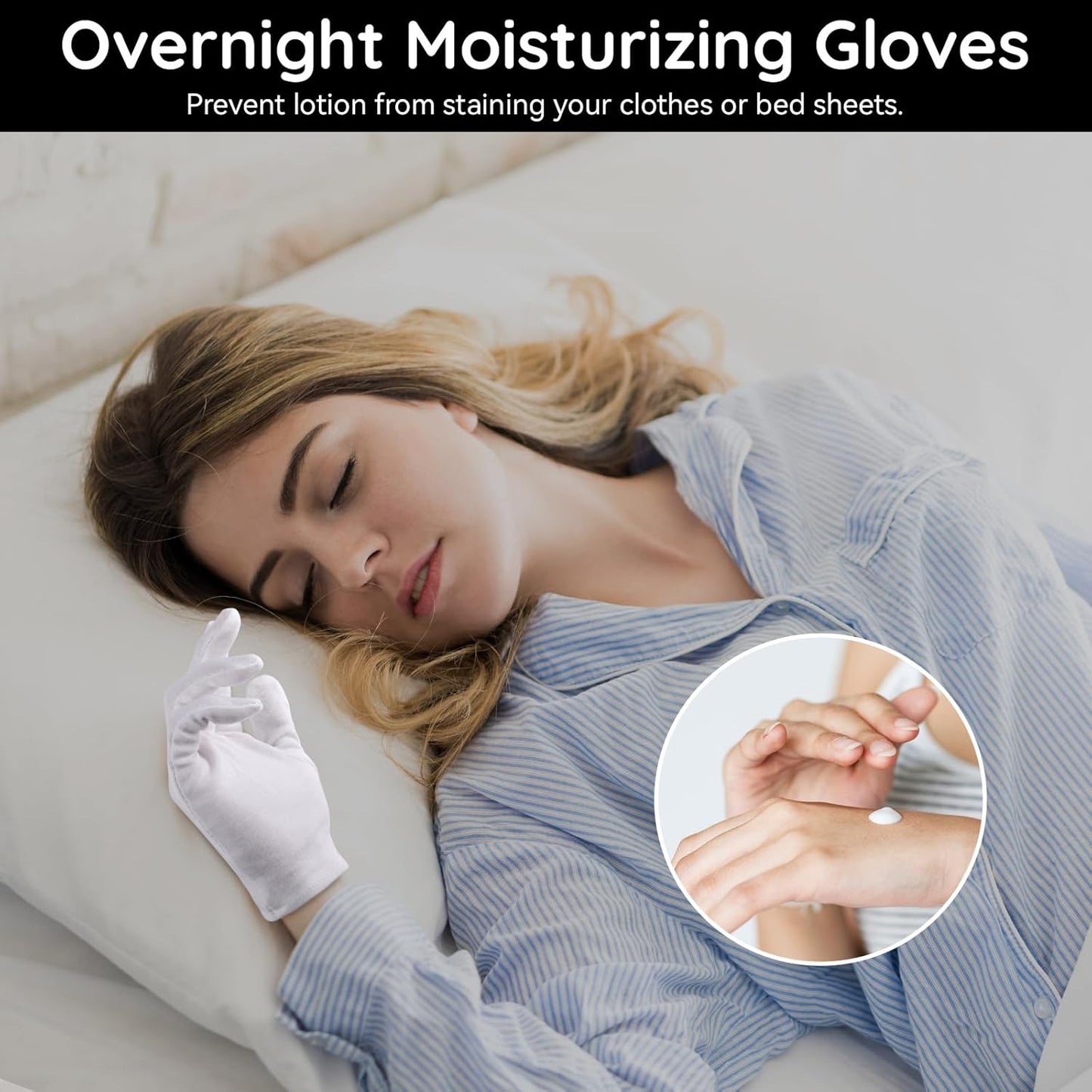Segbeauty 12 Count Moisturizing Hand Gloves, 6 Pairs Sleeping Gloves for Dry Hands, Washable Moisturizing Gloves Overnight for Sleeping, Cotton Work Gloves Hand Lotion Gloves Overnight for Women Small
