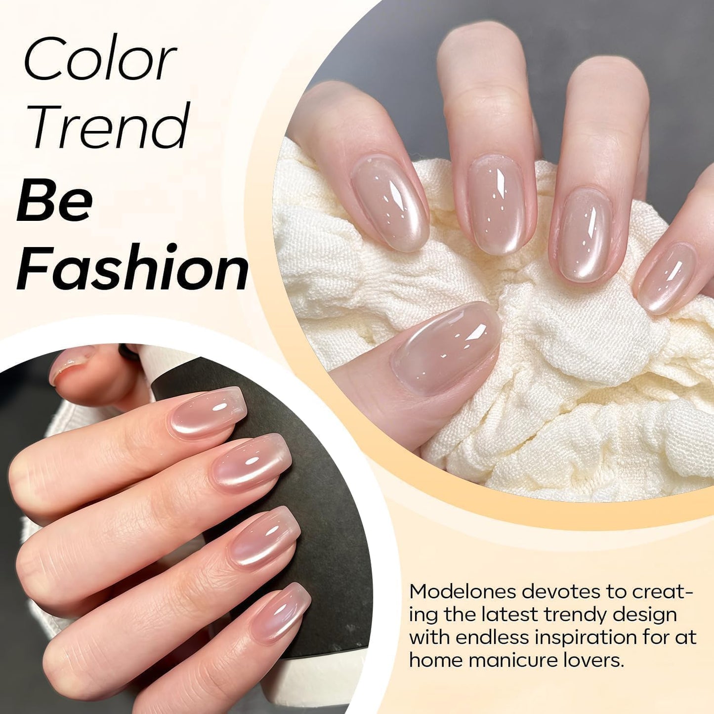modelones Cat Eye Gel Nail Polish, 15 ML Pearl Nude Glitter Glass Gel Polish with Magnet Soak Off Led Shimmer Shell Thread Brown Nail Polish Top Coat for Women Girl DIY Nail Art Gift
