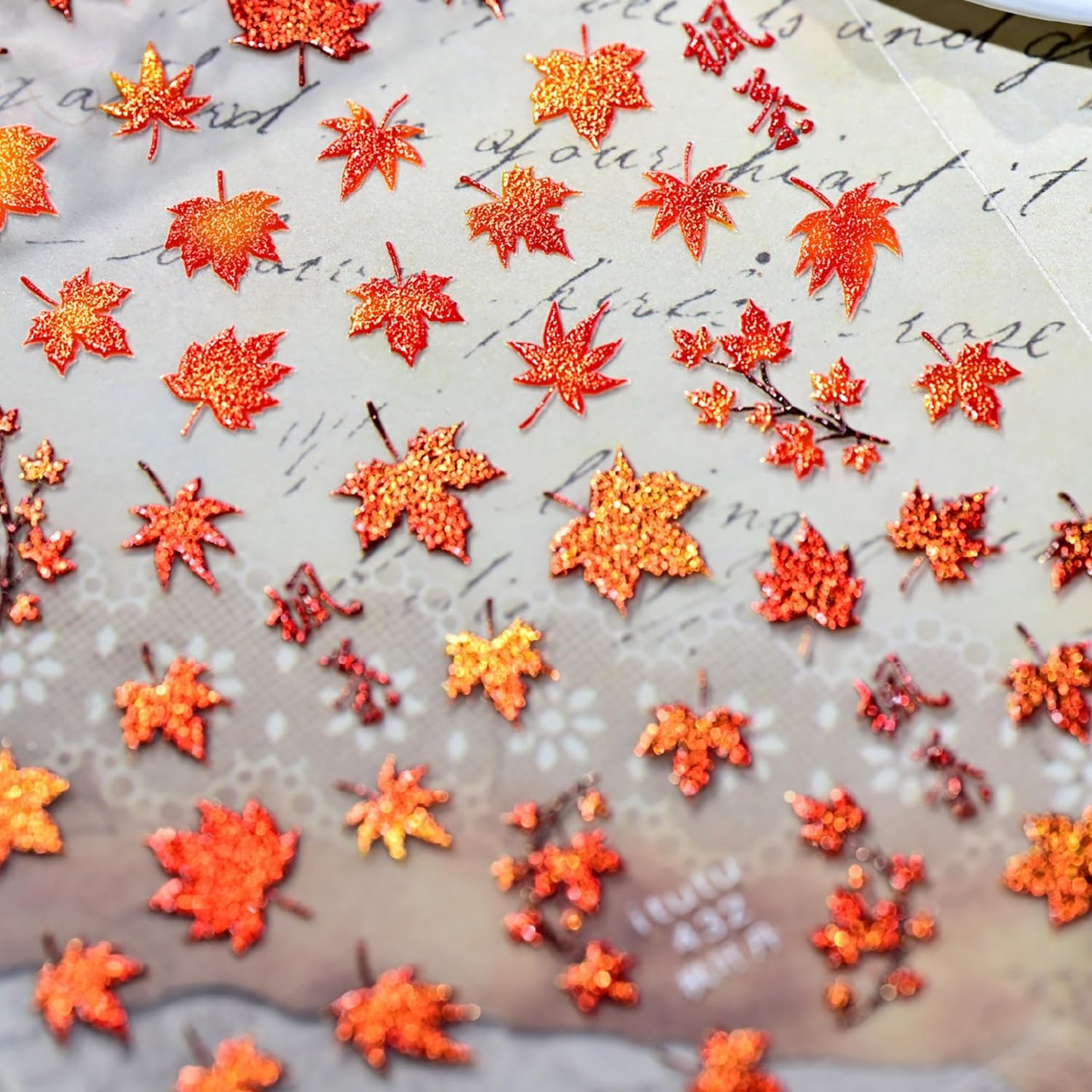 1 Sheets Fall Nail Stickers for Nail Art 5D Embossed Thanksgiving Nail Art Stickers Red Shiny Maple Leaf Nail Decals Self-Adhesive Autumn Holiday Nail Designs for Women Manicure Decoration Supplies