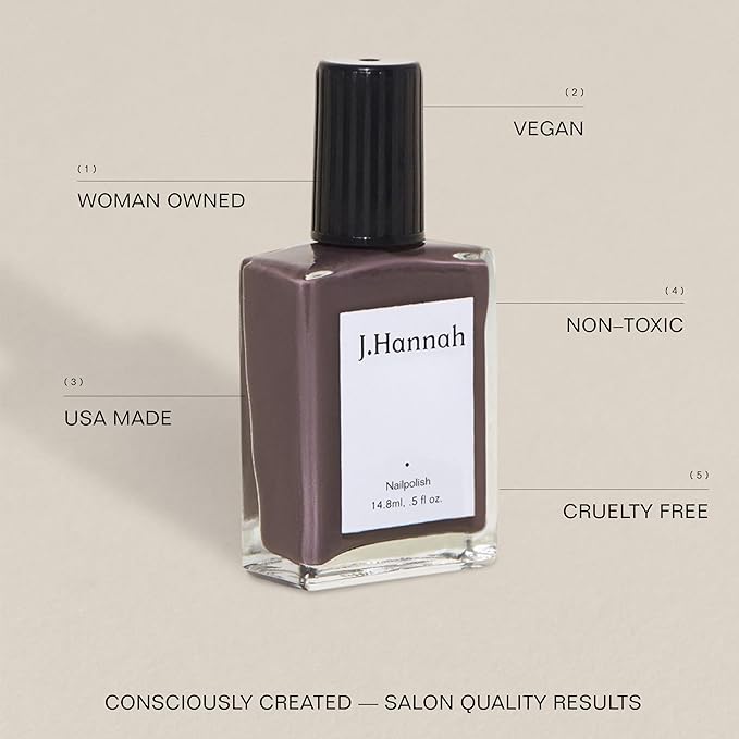 J. Hannah Nail Polish Vegan, Non-Toxic, Cruelty-Free, Gluten-Free, Long Lasting, USA Made, Deep Purple Color (Ikebana)