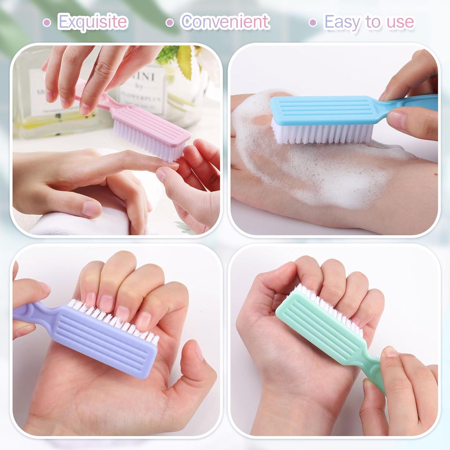 Patelai 30 Pcs Nail Scrubber Brushes Bulk Handle Grip Manicure Brushes for Cleaning Fingernails Pedicure Cleaning Brush for Toes and Fingernail Cleaning(Macaron Colors)