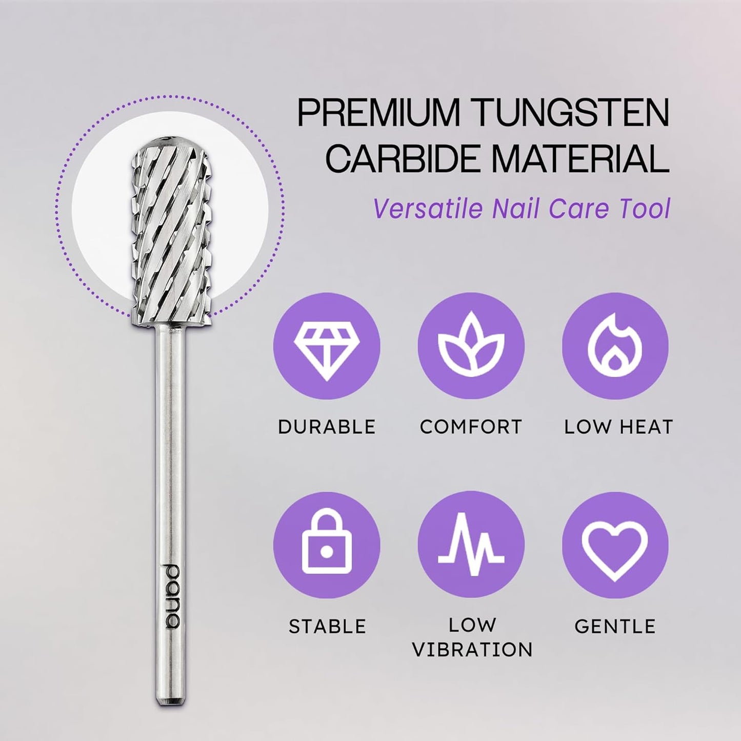 PANA 3/32" Small Smooth Round Top Safety Carbide Nail Drill Bit for Gel Polish & Acrylic Removal Nail Salon Manicure Pedicure Electric File Tools (Small Barrel - Silver, 3X Coarse)