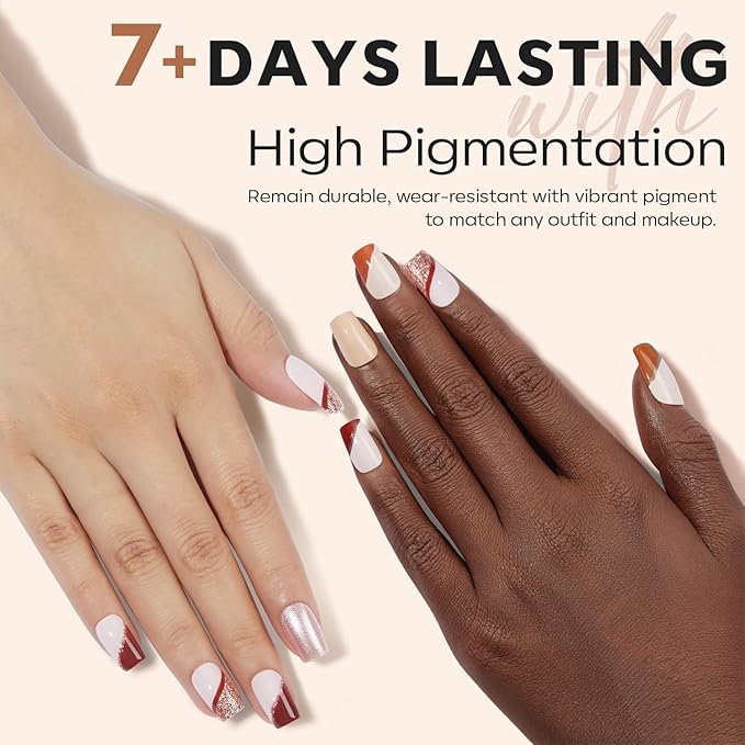 modelones Brown Nail Polish Set 6 Colors, Fall Winter Nude Silver Glitter Nail Polish Skin Tone Collection Quick Dry Mini Manicure DIY Nail Art Salon Home Gifts For Women Girl