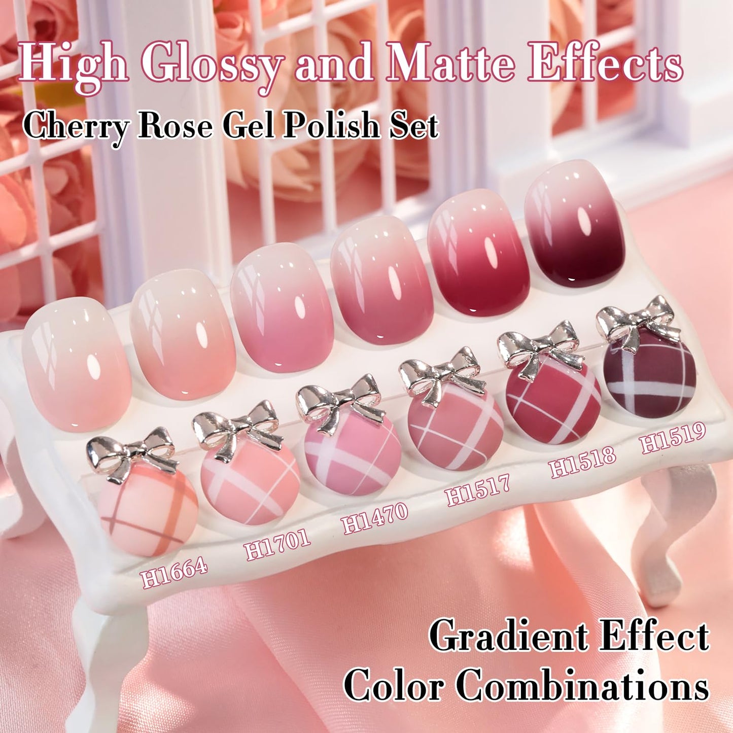 Double Rhythm 6 Pcs Hema Free Gel Polish Set 0.50 OZ Same Color Same Bottle Soak Off Neutral Natural Milky Gel Polish Kit Nail Art Manicure Salon DIY (Nude Pink Rose Burgundy-H6-3)