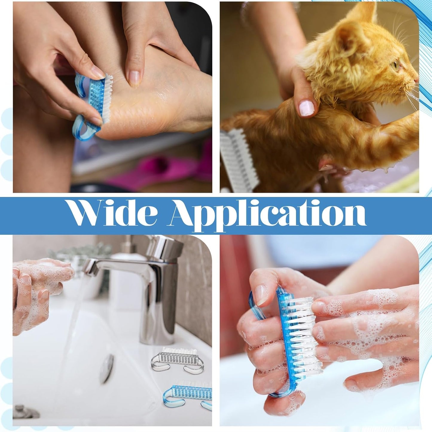 Bokon 400 Pcs Handle Grip Nail Brush Bulk Nail Scrub Brush Nail Brush for Toes and Nails Cleaner, Pedicure Scrubbing Tool Kit for Men and Women (Blue and White)