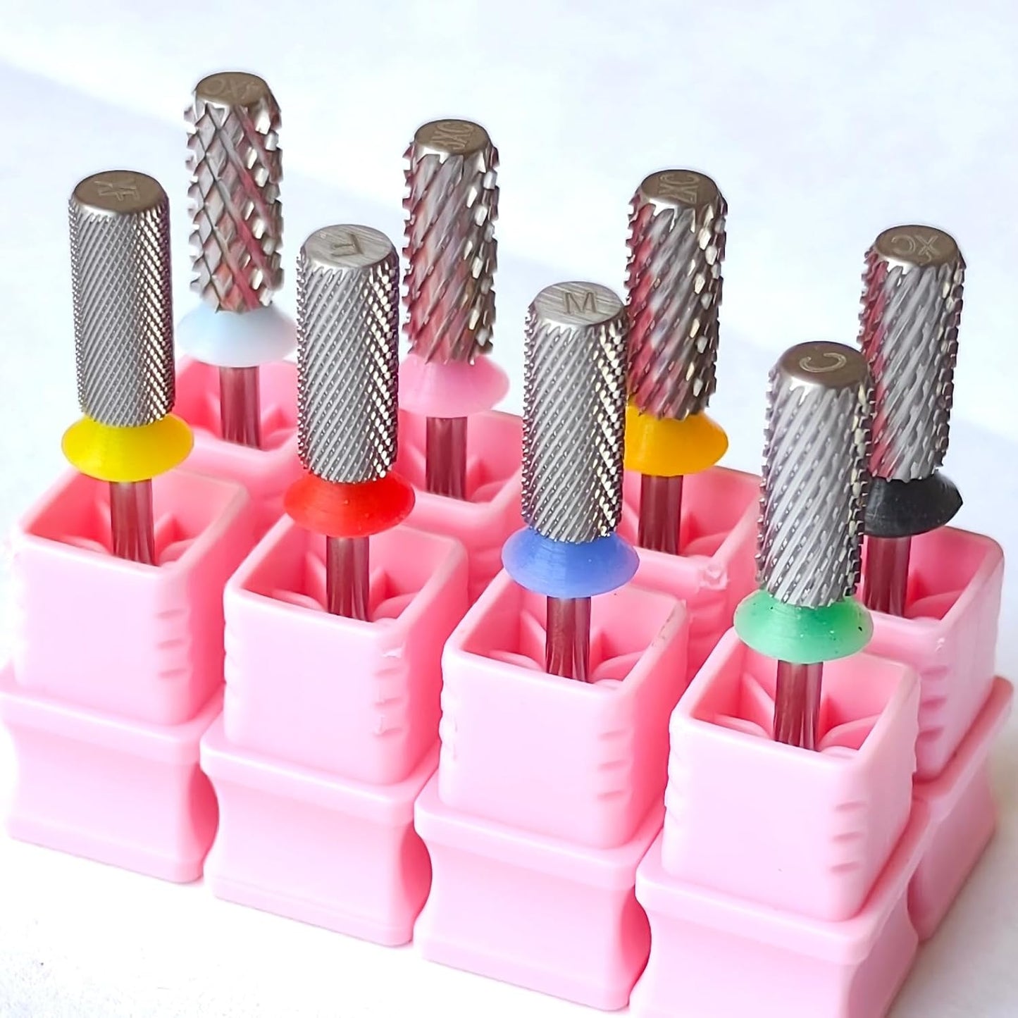 Professional Small Barrel Nail Drill Bits Flat Top, 3/32'' Safety Tungsten Carbide Bits, Two-Way Rotation, Soft and Hard Gel Removal Polishing, Tech and Beginner Bits, Medium.