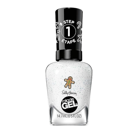 Sally Hansen Miracle Gel Holiday Salon Quality Nail Polish | Gel-Like Formula, Two-Step System, No UV Light Needed, Long Lasting | Opaque, Glittery |911 Whisk You a Merry Xmas | White Nail Polish