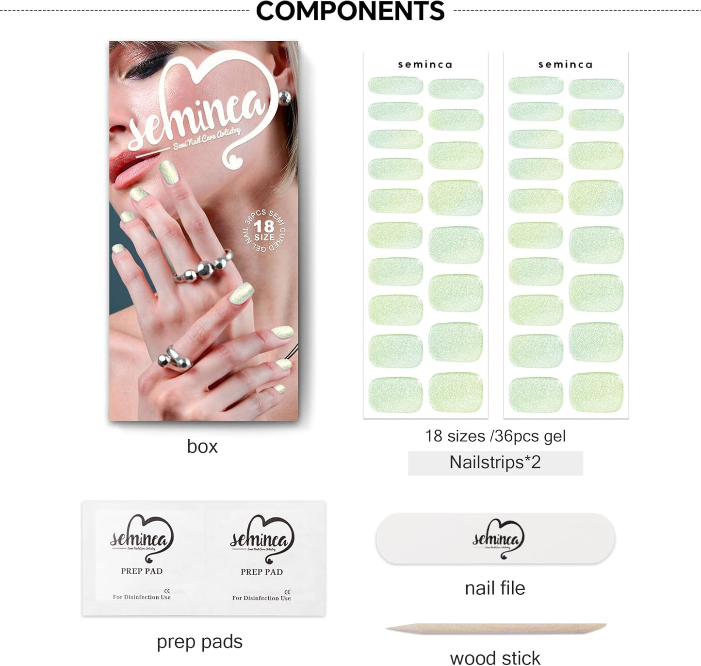 Semi Cured Gel Nail Strips-Salon Quality Semi-Cured Gel Press On Nails Stickers Quick DIY Nail Art Manicure Kits for Women at Home Works with Any UV/LED Lamps(Golden Aurora)