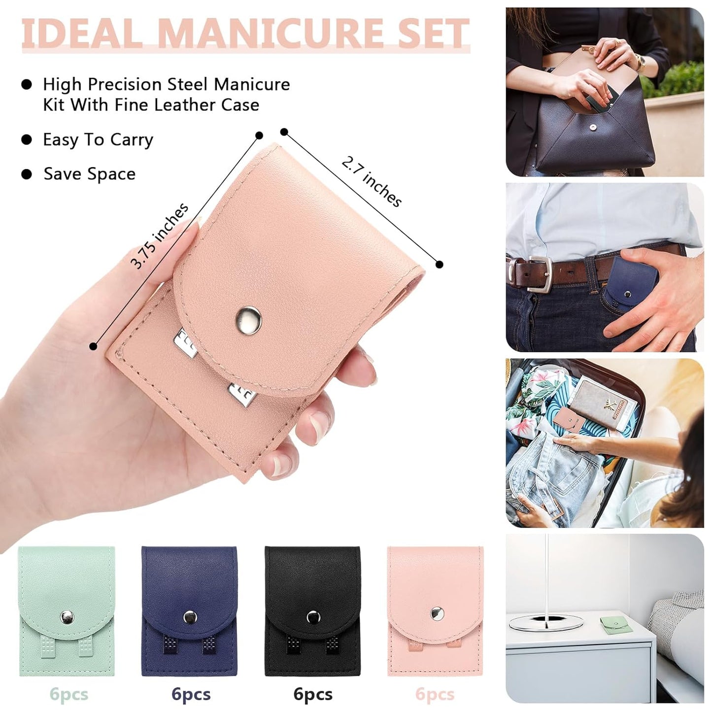Geosar 12 Sets Manicure Set Nail Clippers Pedicure Kit Stainless Steel Professional Pedicure Set Grooming Kits Nail Care Tools with Luxurious Travel Case for Nail Care(Multi Colors)