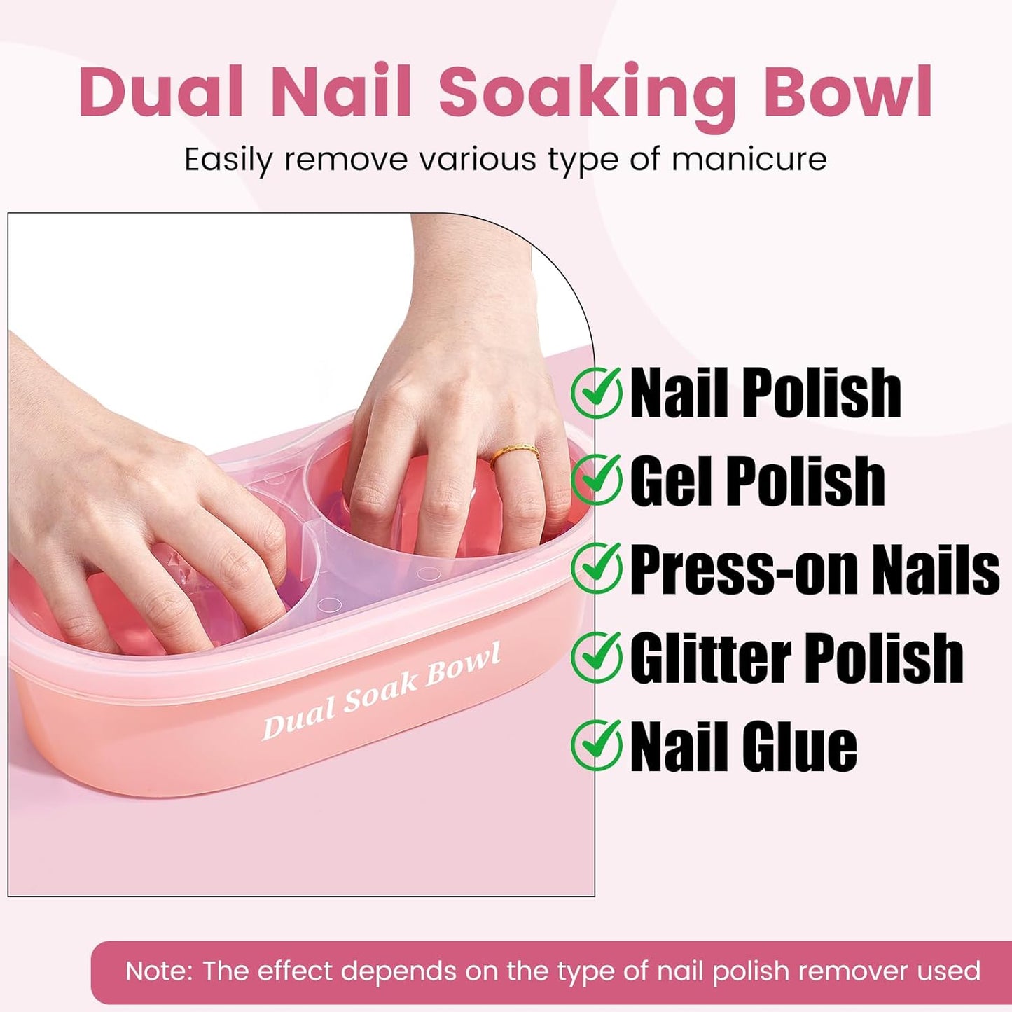 Dual Nail Soaking Bowl Acetone Proof: Nail Polish Acrylic Nail Remover Soak Off Bowl- Dip Powder Remover Manicure Bowl for Salon Home Use (D1-Pink)